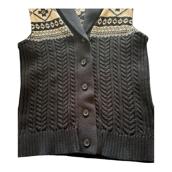 Anerican Living size large Black and Cream Sweater collared Vest. 100% cotton - Picture 3 of 5